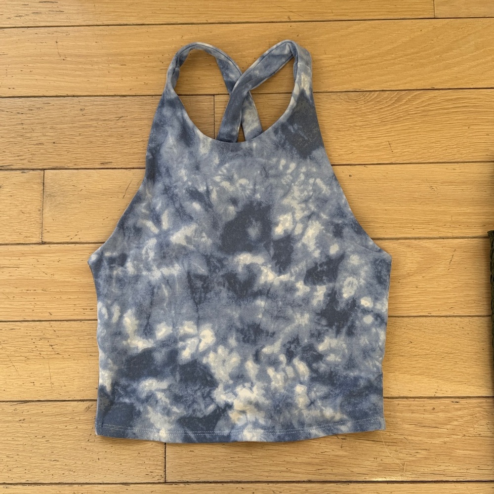 Abercrombie & Fitch Blue and White Tie-Dye Halter Top